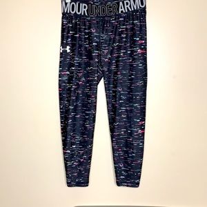 Under Armour | Black Multicolored Stretch Pant Work Out Exercise Cropped Bottoms